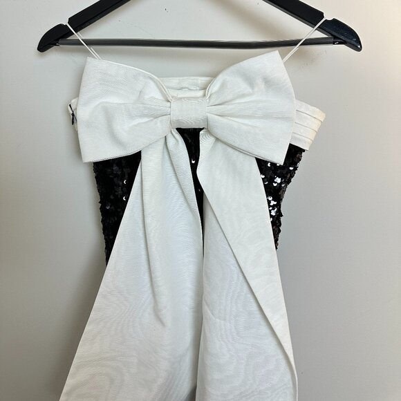 ALICE + OLIVIA Sibella Mini Dress in Black & Off White Size US 2 - Picture 8 of 14